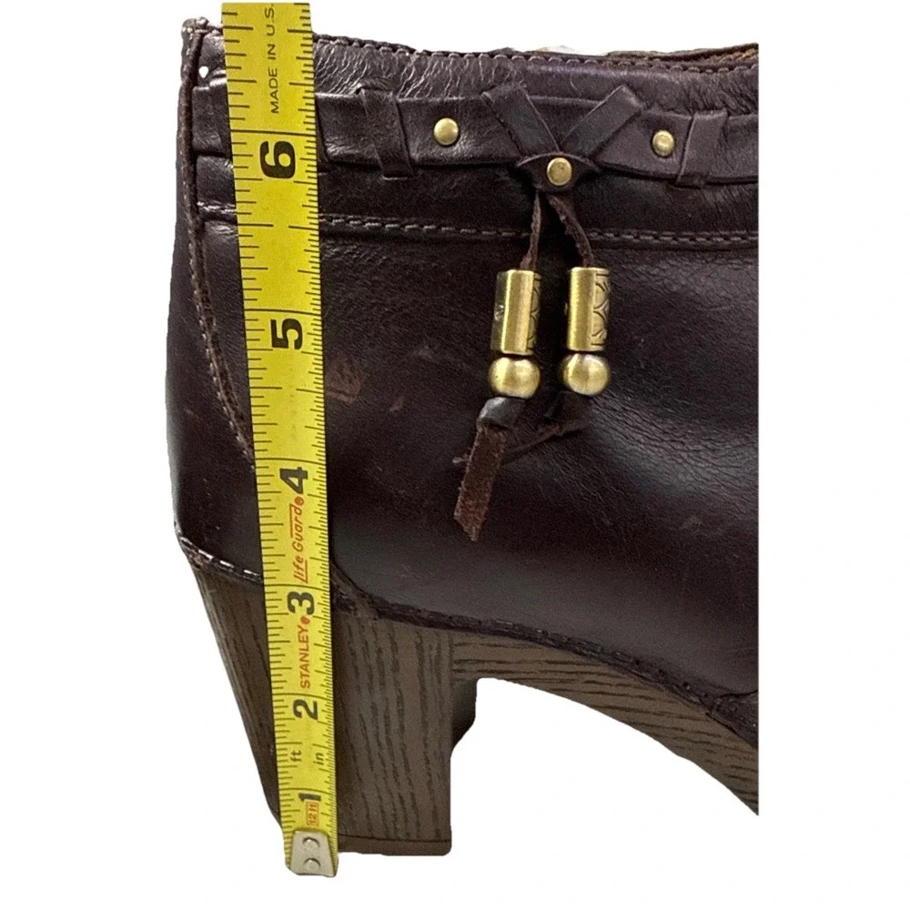 Dansko Brown Leather Dabney Ankle‎ Boots Sz 40 US 9 Heeled Tassel Side Zip 3g